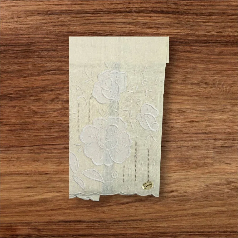 vtg Linen hand towels cream set of 4 kitchen bath‎ tea towels cottage Farmhouse
